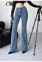 Women's High Waist Ice Blue Flared Jean - 2