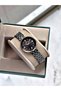 Black Color Cut Glass Stylish Design Fashion Women Wrist Watch + Bracelet - 2