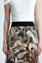 Patterned Lined Pleated Elastic-Waist Chiffon Skirt Pleated - 3