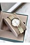 Gold Color Cutting Glass Stylish Design Fashion Women Wrist Watch + Bracelet - 2