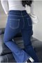 Women's High Waist Dark Blue Flared Jeans - 5