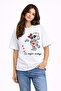 Lover Couple Robot Printed Couple T-Shirt Oversize Unisex Partner Combination Set White - 2