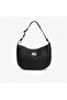 Women's Th Logo Signature Leather Black Shoulder Bag with Adjustable Shoulder Strap