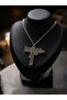 Silver Color Engraved Necklace with Rifle Figure
