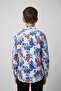 Boys Floral Print Long Sleeve Shirt | White Blue & Red Flower Pattern | Ages 3–14 Years | MH - 2