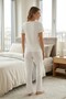 Comfort Wave Crew Neck Short Sleeve Corded Fabric Fabric Women's Pajama Set - 3