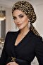 وشاح مطرز بالترتر باللون الأسود الذهبي - 3