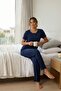 Comfort Wave Crew Neck Short Sleeve Corded Fabric Fabric Women's Pajama Set - 4