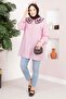 Collar Embroidered Hijab Tunic Pink - 4
