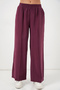 Women's Elastic Waist Wide-Leg Pants 30087 - Claret Red - 2