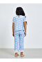 Girls Blue Floral Print Top and Pyjama Set - 6