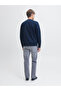 Navy Blue Printed Pullover Sweatshirt - 4