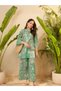 Green Floral Printed Pure Cotton Kurti Top and Straight Co-Ords - 5