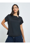 Black O-Ring Detail Round Neck T-Shirt - 3