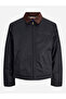 Black Solid Zip-Up Worker Jacket
