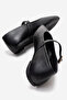 Genuine Leather Woman Black Buckled Ballet Flats Marry - 4