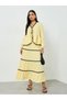 Yellow Ric-Rac Trim Tie-Up Top and Tiered Maxi Skirt Co-ords
