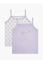 Pack of 2 - Girls Lilac Printed Cotton Vest