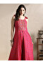 Women Pink Tie-Up Shoulder Straps Embroidered Kurta and Palazzos Set - 6