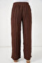 Women's Textured Stretchy Knitted Trousers 30077 - Brown - 7