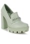 Women's Chunky Chain Link Heeled Loafers in Green