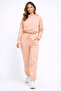 Women's Salmon Hooded Elastic Waist Brushed Inside Bottom-Top Tracksuit Set Nj117 - 2