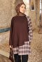 Brown Plaid Paneled Modal Tunic