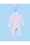 Infant Girls Pink Melange Romper with Cap - 3