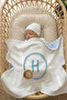Reversible - Interlock Baby B Blanket I 80X80Cm - Cute Lion Letter Series in a Circle - Letter H