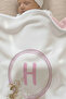 Reversible - Interlock Baby B Blanket I 80X80Cm - Cute Rabbit in the Circle Letter Series - Letter H - 2