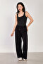 Women's square neck office tank top - black - 3