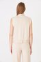 Women's Mock Neck Bow Printed Zipper Belt Pack Vest Beige - 2