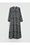 Lcw grace navy blue dominant collar patterned dress - 5