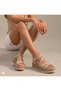 Beige Tapestry Women's Daily Wear Sandals -1050
