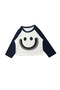 Boys Raglan Long Sleeve Sweatshirt Smiley Face Print Pullover Dark Blue
