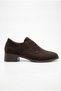 Women's Bitter Brown Suede Block Heel Pack of Loafers Shoes Classic Daily Lace-Up Oxford Shoes - 3