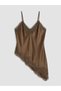 Lcw Vision Khaki V-Neck Lace Detailed Rope Strap Blouse - 5