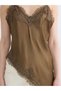 Lcw Vision Khaki V-Neck Lace Detailed Rope Strap Blouse - 3