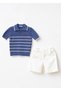 Hair-Braided Viscose Gabardine Short Sleeve Shorts Suit
