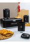 Belariva-Cuisine Bread Box & Spice Storage Set Black |   Metal Bread Box + 3-Piece Jar Set