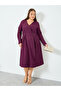 Plus Size Purple Long Sleeves Wrap Midi Dress