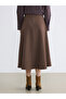 Brown High Waist Zippered Flared Skirt from Giyçık Store - 7
