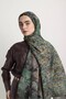 Violet Floral Patterned Double-Sided Shawl - Green - 3