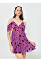 Purple Flocked Heart Print Babydoll