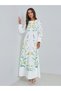 White Floral Print Balloon Sleeves Maxi Dress - 3