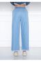 Women's Blue Summer Pants with Tasseled Cuffs and Lace-Up Front, Stylish Trendy Washable Hijab Loose-Fit Denim Trousers - 4