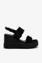 Renee Black Suede Leather Women Wedge Heel Sandals