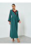 Green Pleated Long Sleeve A-Line Jalabiya - 3