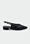 Wespa Laser Cut Detailed Black Flat Women's Ballet Flats