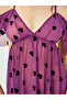 Purple Flocked Heart Print Babydoll - 2